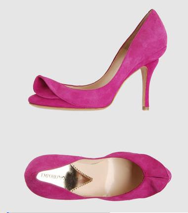 Emporio Armani heels in pink, blue and black